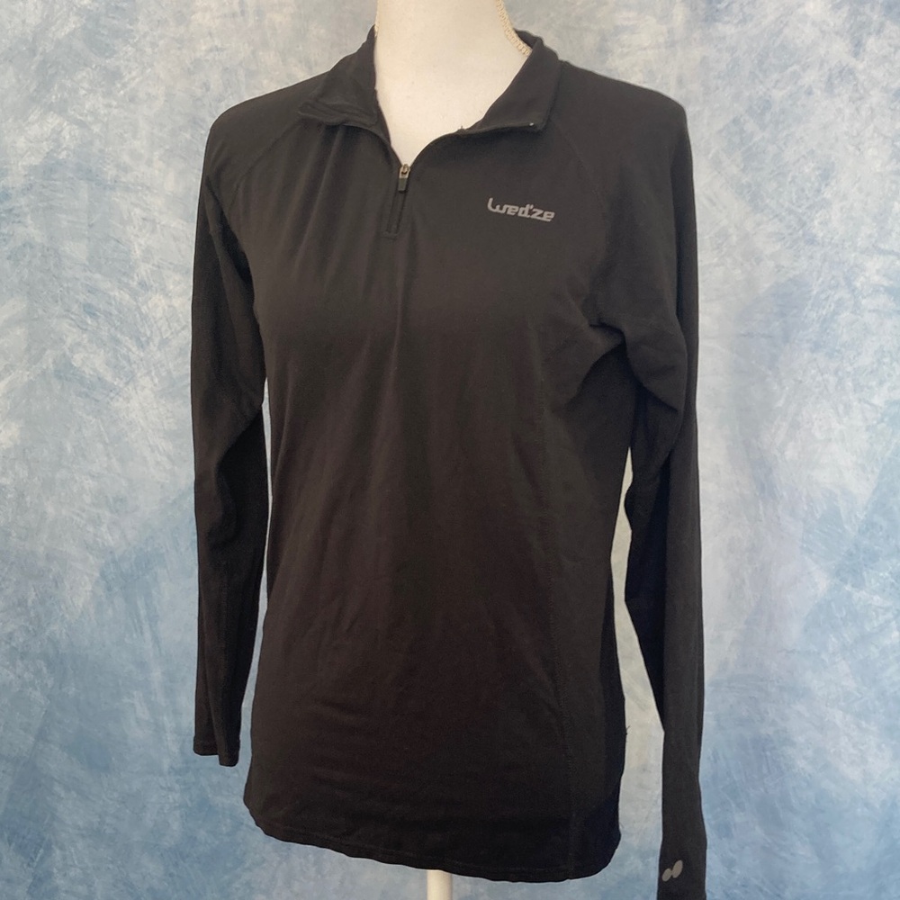 🍀2for$25🍀Small Black Long Sleeve Athletic Quarter Zip Top Silky Polyester Fabric